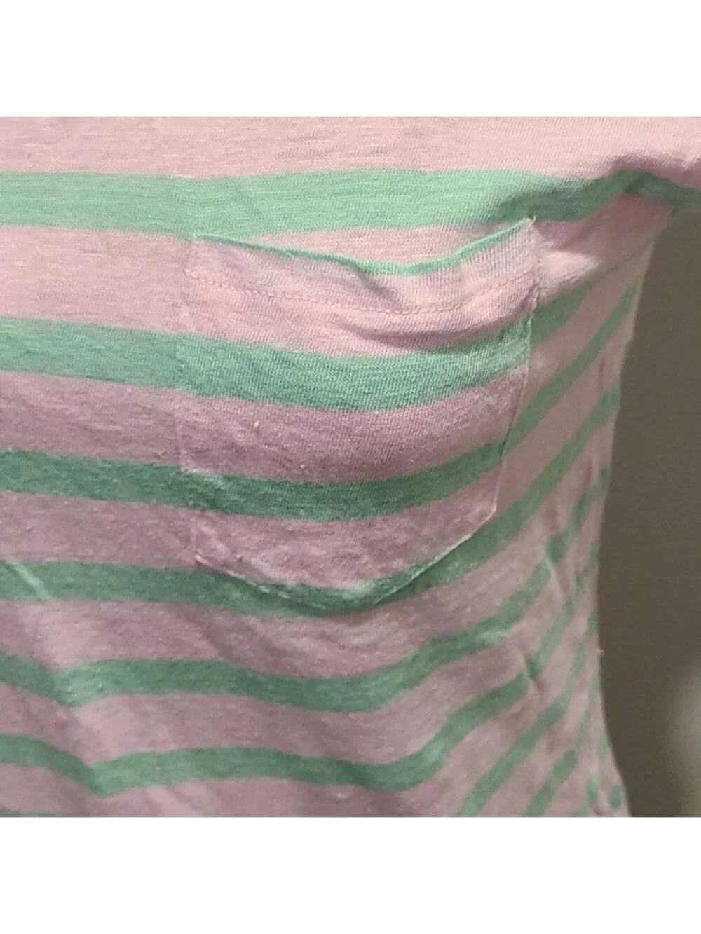 J crew  pink & green 100% lined striped ts…